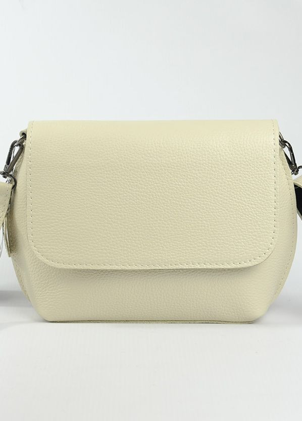 Молочна маленька жіноча шкіряна сумка клатч з клапаном, міні сумочка кроссбоді з натуральної шкіри Serebro (266701159)