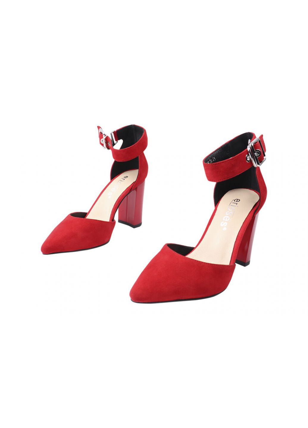 Туфлі жіночі з натуральної замші, на великому каблуці, червоні, Erisses 900-21lt (257437487)
