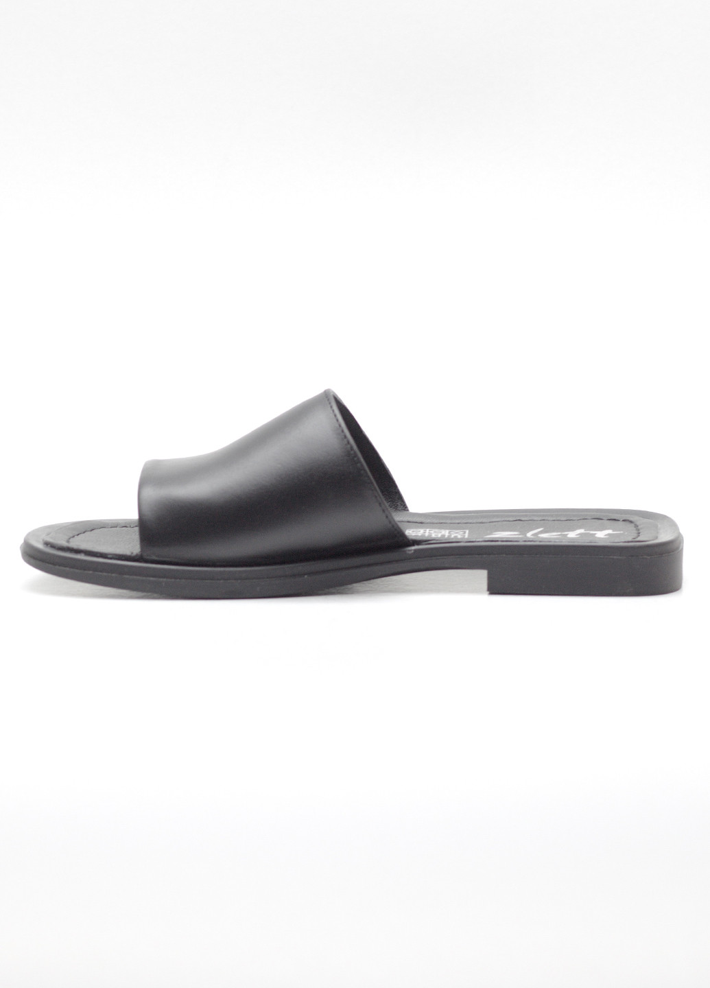 Черные шлепанцы женские из натуральной кожи Zlett