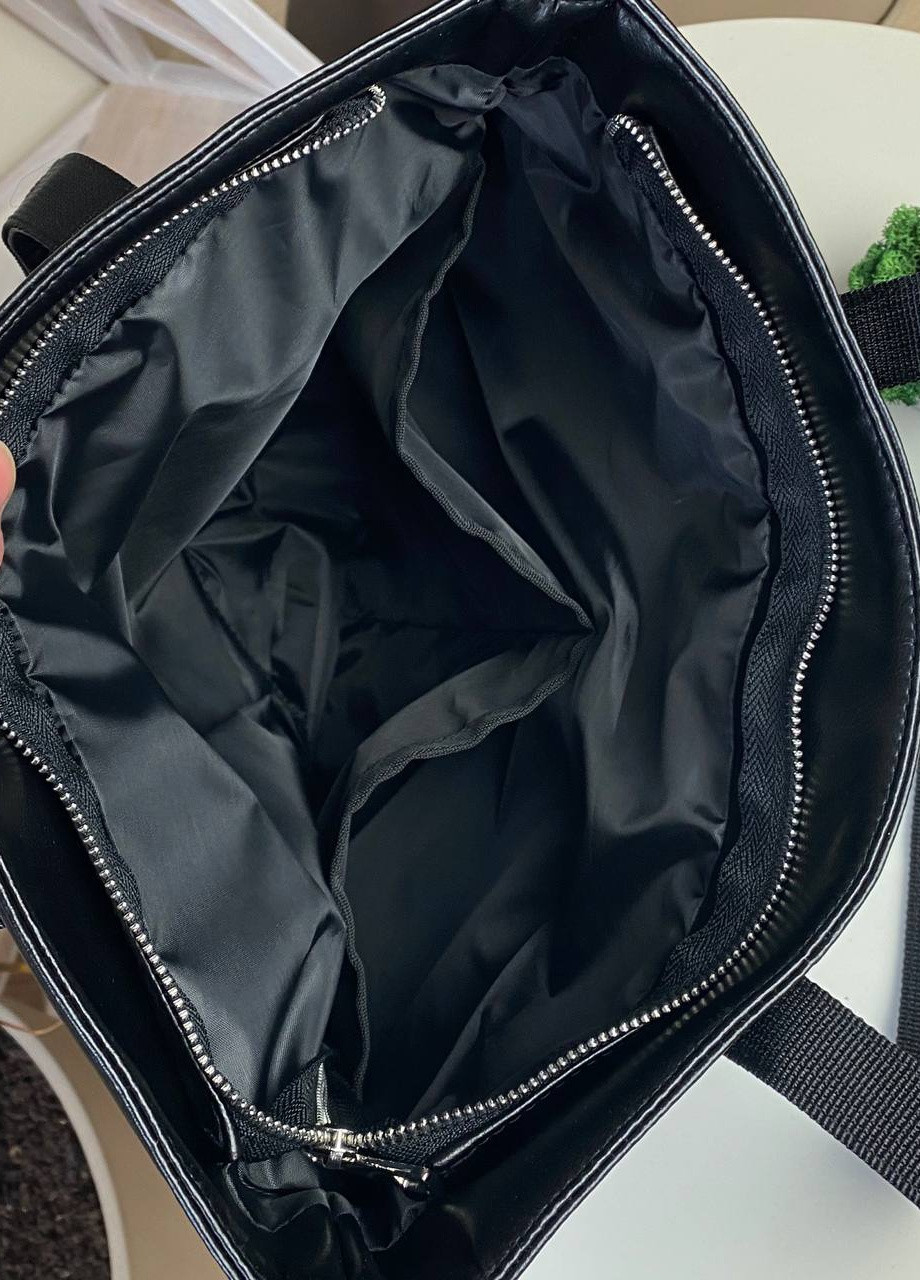 Жіноча чорна сумка шопер чорна екошкіра повсякденна універсальна SG (258402457)