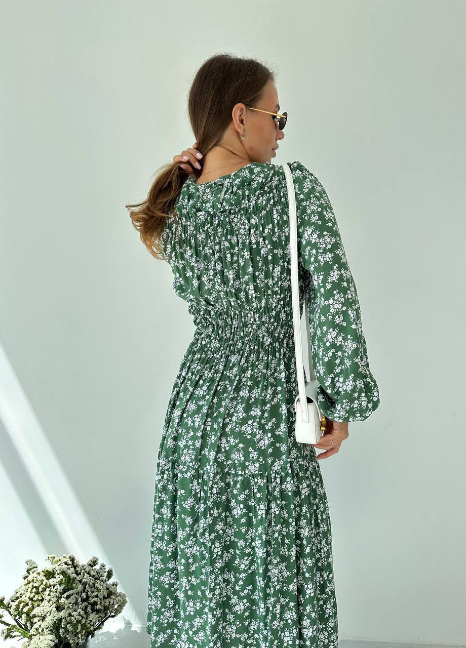 Оливковое женское платье софт No Brand
