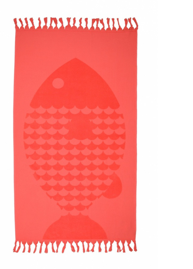Barine полотенце - fish papaya 90*160 орнамент красный производство - Турция