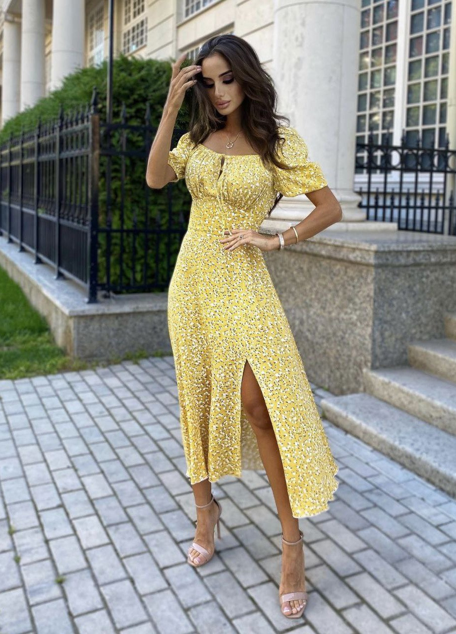 Жовтий повсякденний плаття popluzhnaya