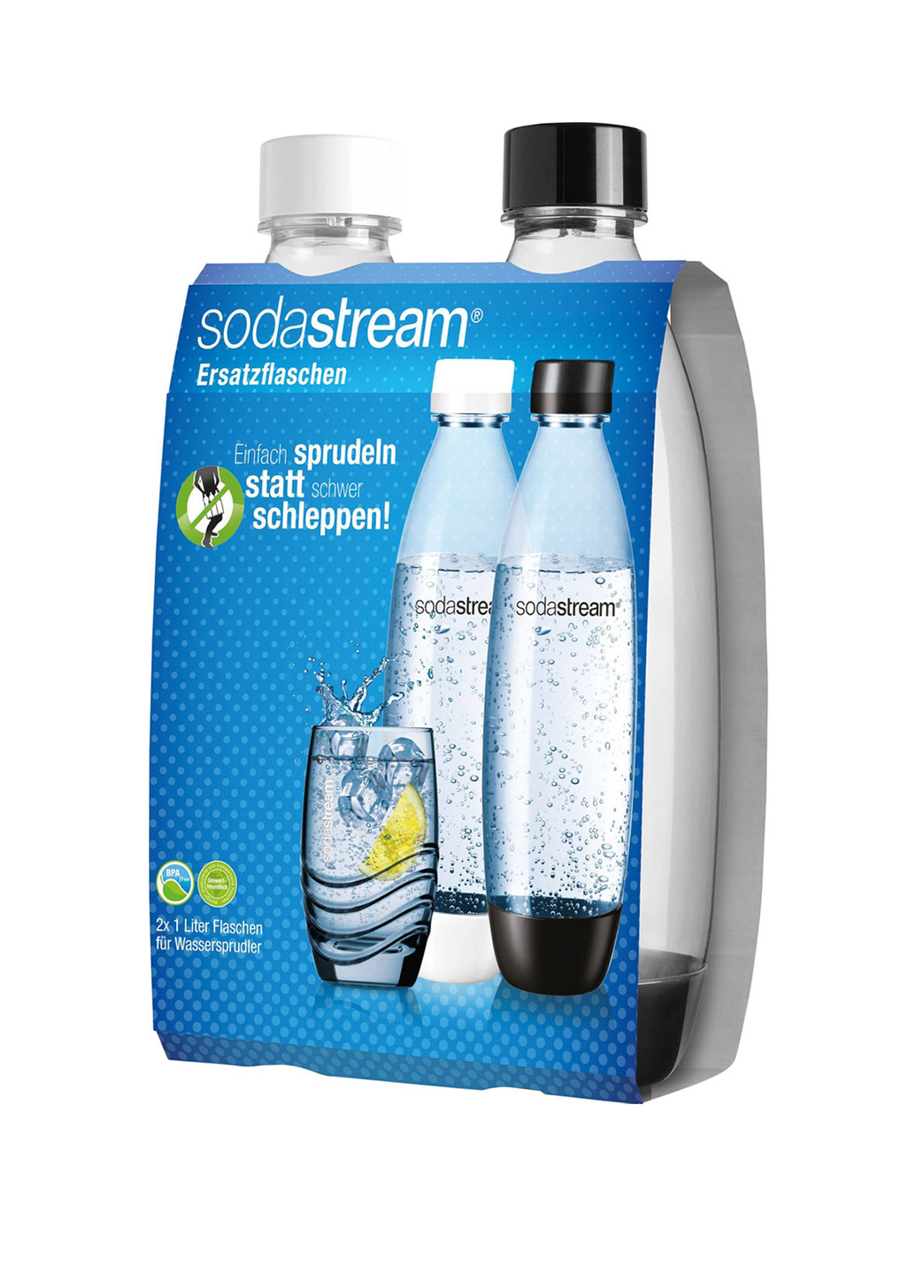 Набір із 2 пляшок по 1 літру для води прозорий чорний Sodastream Lidl (257098841)