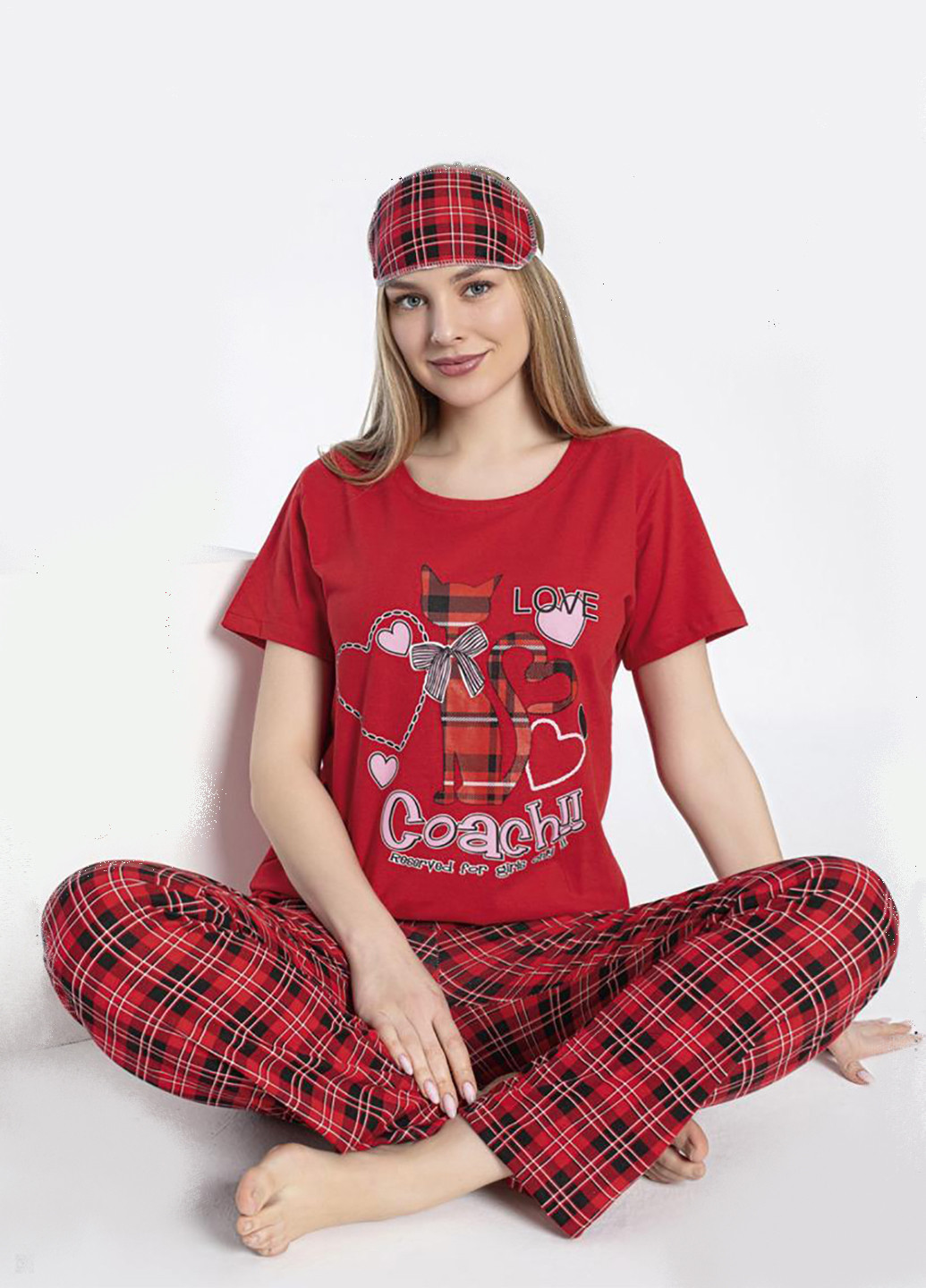 Червона піжама домашній костюм футболка + штани Mira