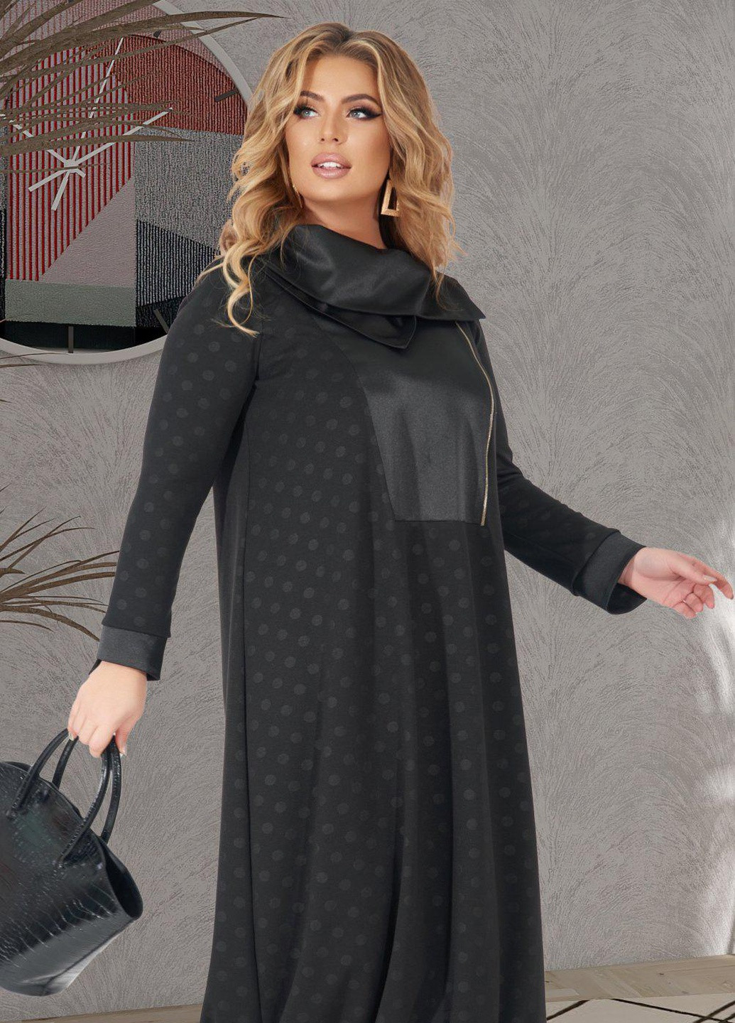 Черное сукні великіх розмірів стильне чорне плаття великого розміру (50601) Lemanta