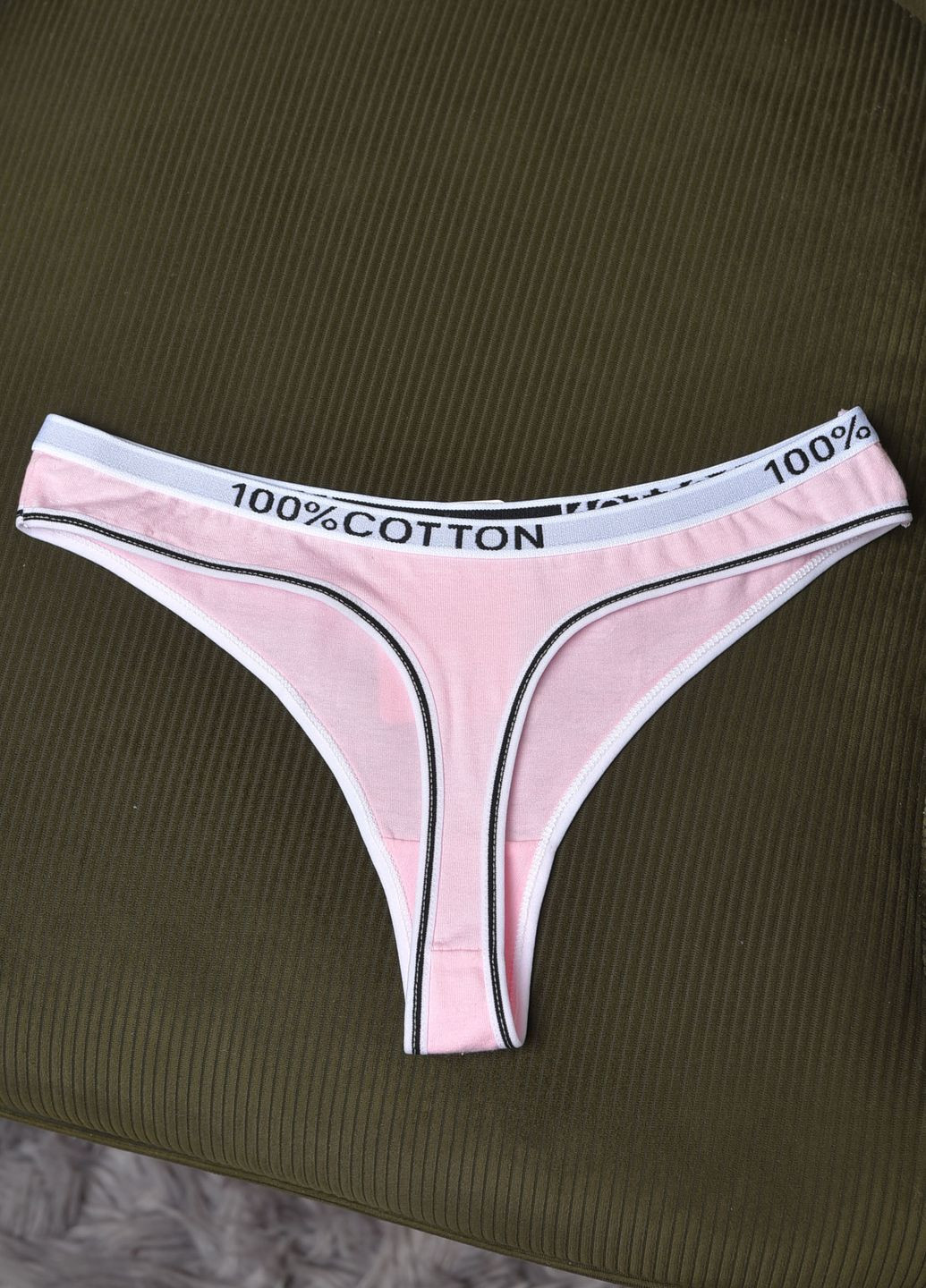 Стрінги жіночі однотонні світло-рожевого кольору Let's Shop (276061236)