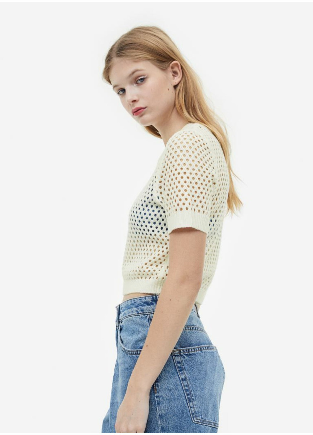 Жіночий в'язаний топ Н&М (55708) 34 Білий H&M (258885889)