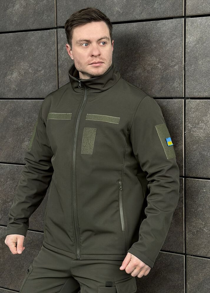 Оливковая (хаки) демисезонная куртка shadow с липучками хаки Pobedov