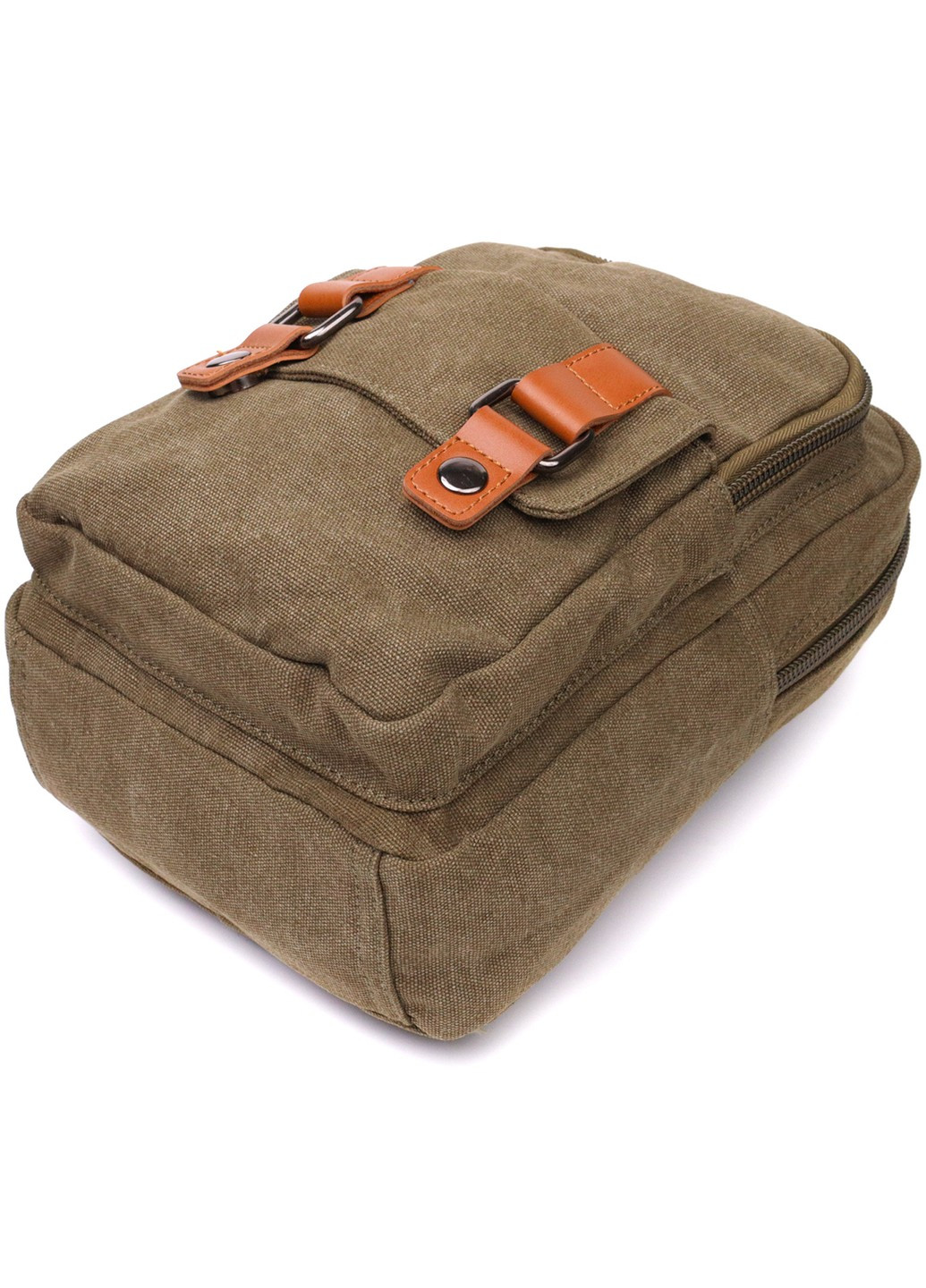 Сумка-рюкзак в стиле милитари с двумя отделениями из плотного текстиля 22163 Оливковый Vintage (267925358)