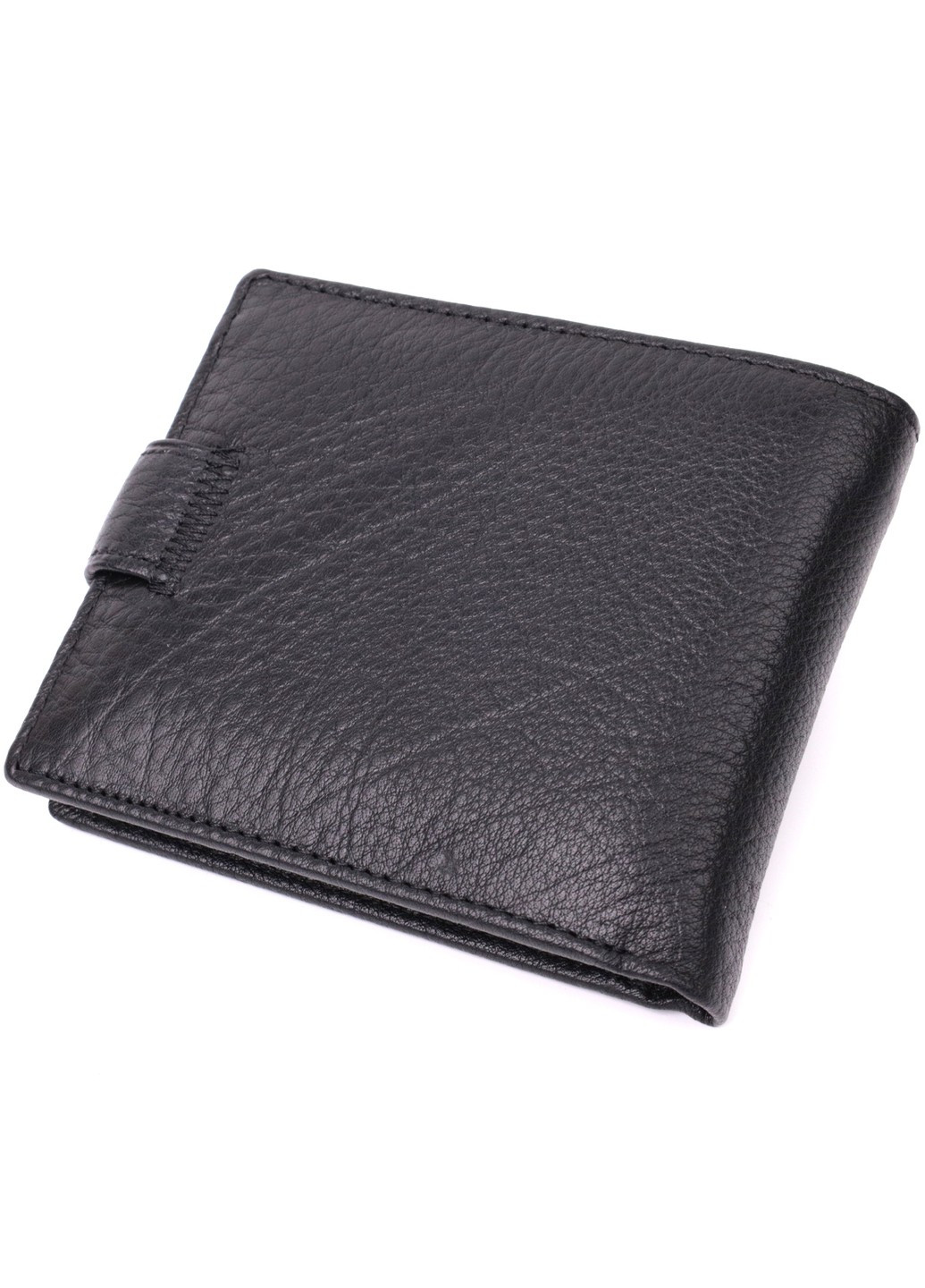 Чоловічий гаманець середнього розміру з натуральної шкіри 22484 Чорний st leather (277980543)