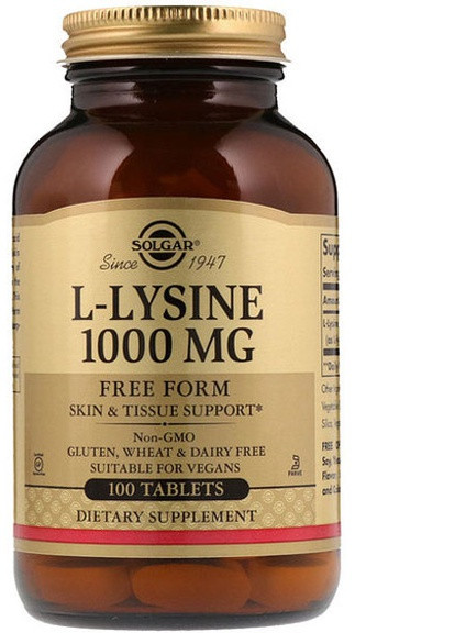L-Lysine Free Form 1000 mg 100 Veg Tabs Solgar (256725106)