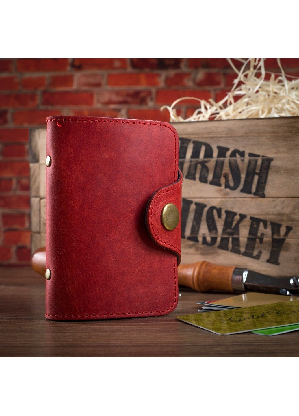 Картхолдер зі шкіри HiArt CH-03 Shabby Red Berry Hi Art (268371812)