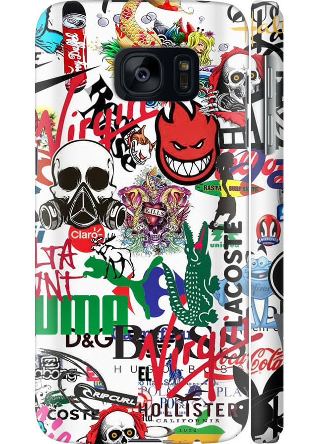 3D пластиковий матовий чохол 'Many different logos' для Endorphone Samsung Galaxy S7 G930F (257953164)