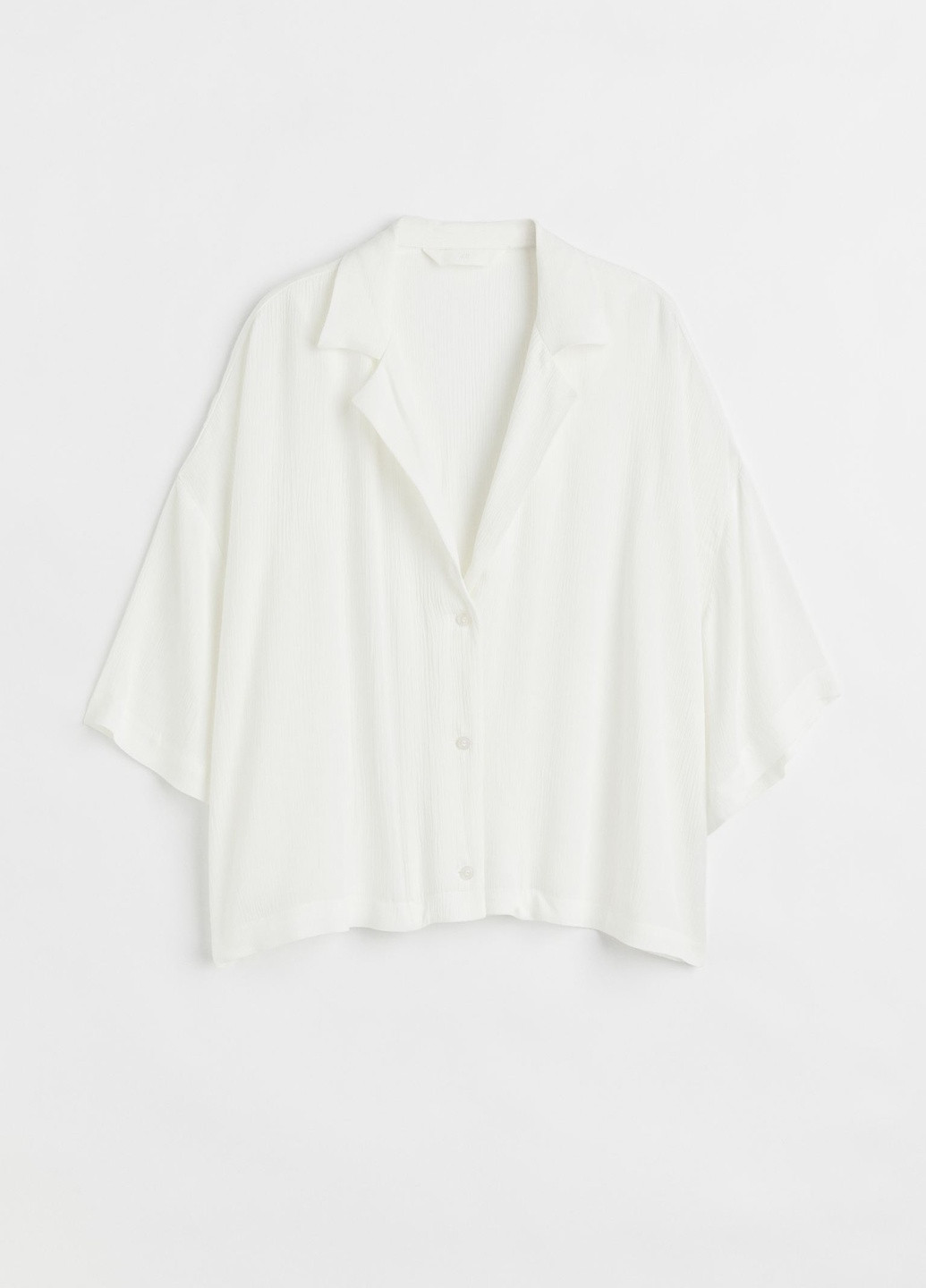 Белая рубашка oversize с короткими рукавами H&M
