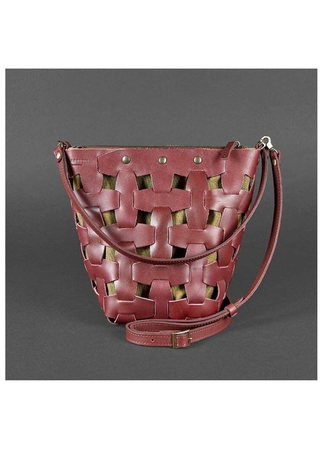 Шкіряна плетена жіноча сумка Пазл бордова Krast BN-BAG-32-VIN BlankNote (277978052)