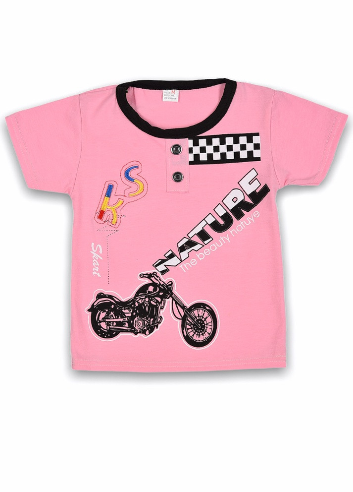 Розовая летняя футболка Let's Shop