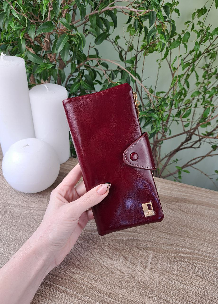 Кошелёк кожаный женский на кнопке с большим количеством отделений для карт Jccs (258763491)