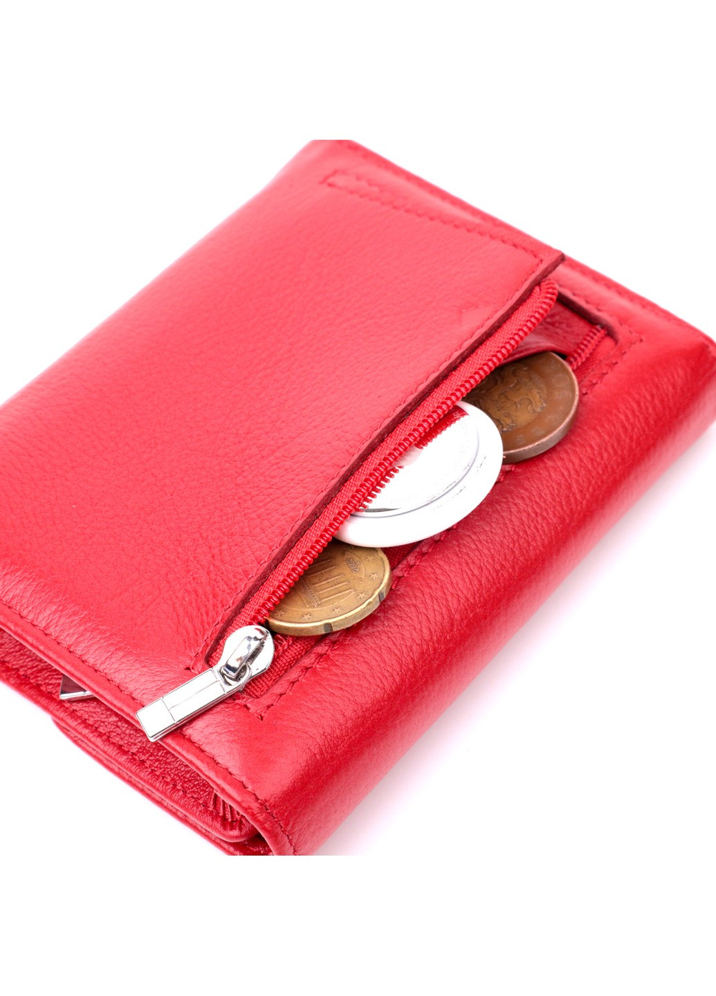 Яркий женский кошелек с монетницей из натуральной кожи 19482 Красный st leather (277980396)