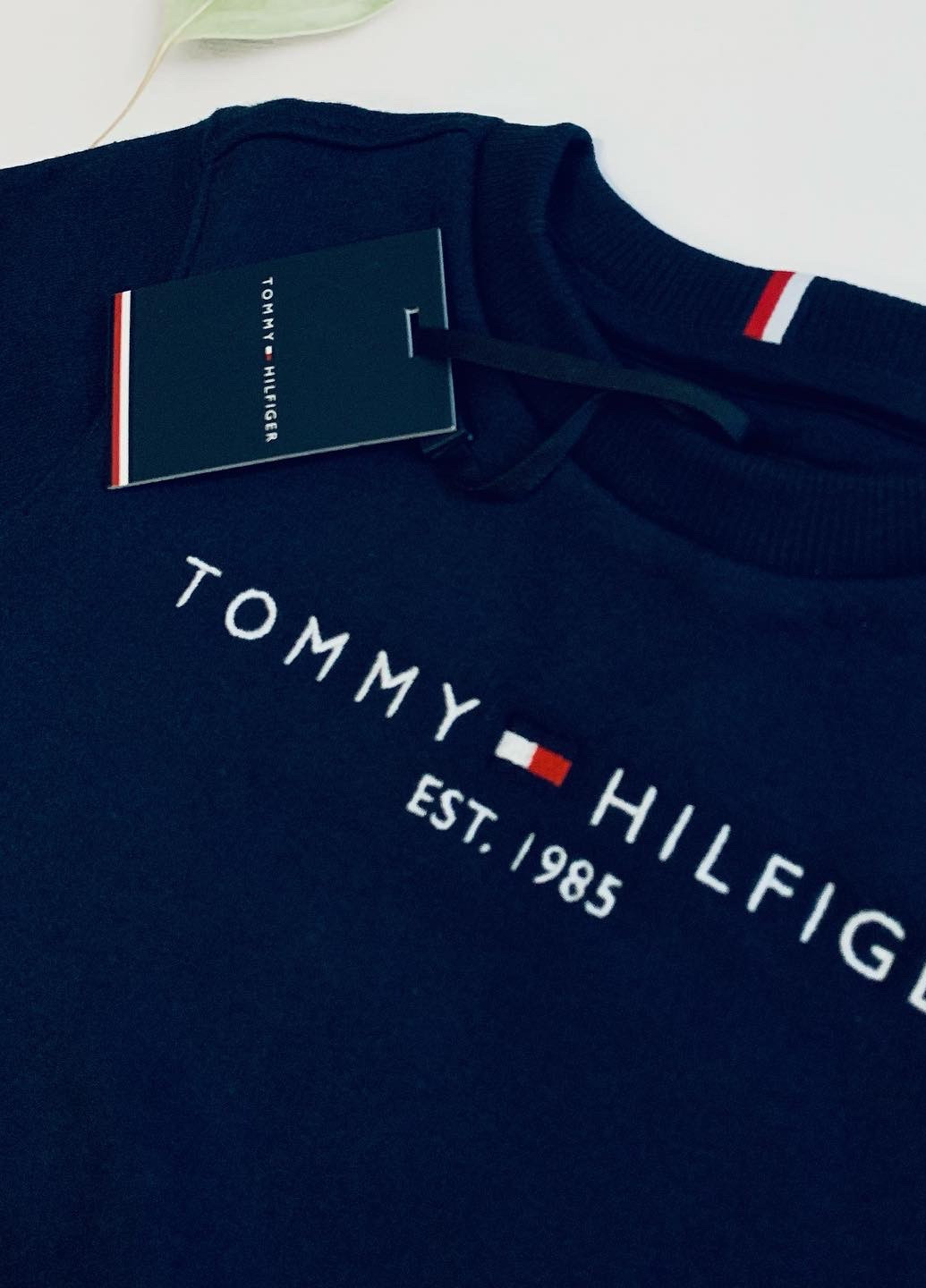 Tommy Hilfiger свитшот темно-синий полиэстер, трикотаж, флис