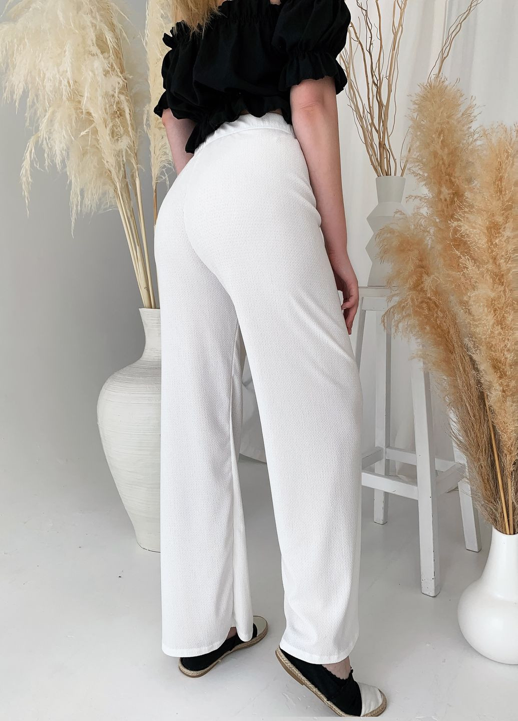 Белые кэжуал демисезонные классические, прямые, палаццо брюки Jolie