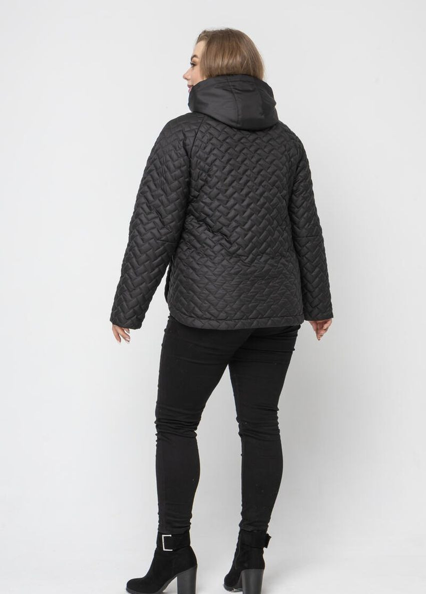 Чорна демісезонна демісезонна жіноча куртка з капюшоном великого розміру DIMODA Жіноча куртка від українського виробника