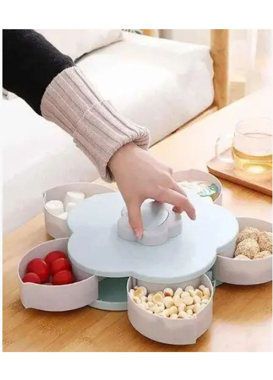 Раздвижная менажница тарелка органайзер для закусок сухофруктов и конфет с подставкой для телефона Kitchen Master (268369550)
