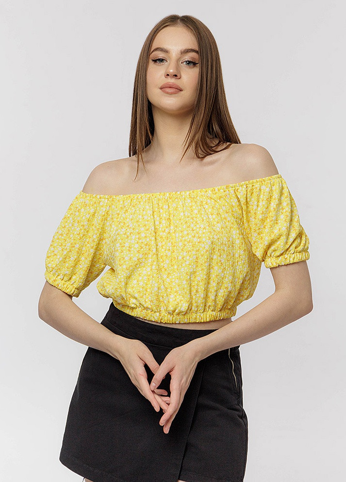 Жовта жіноча коротка блуза колір жовтий цб-00219019 Divon