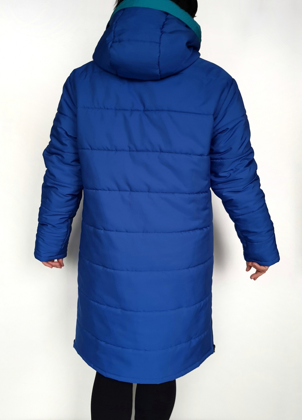 Синя зимня синя зимова жіноча куртка-пальто на блискавці No Brand