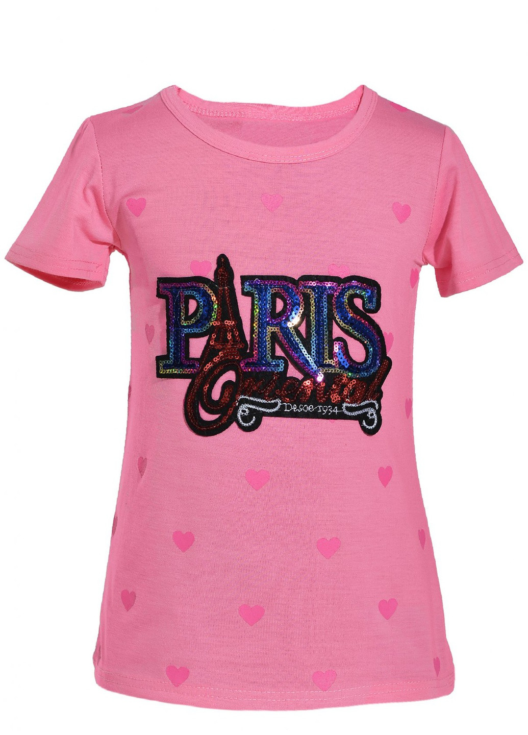 Розовая футболки футболка на дівчаток (париж)16888-731 Lemanta
