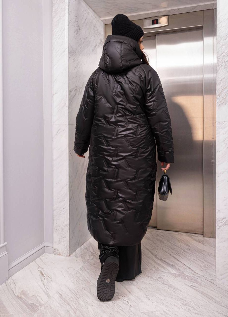 Чорна женское стеганное теплое пальто цвет чернй р.50/52 448455 New Trend