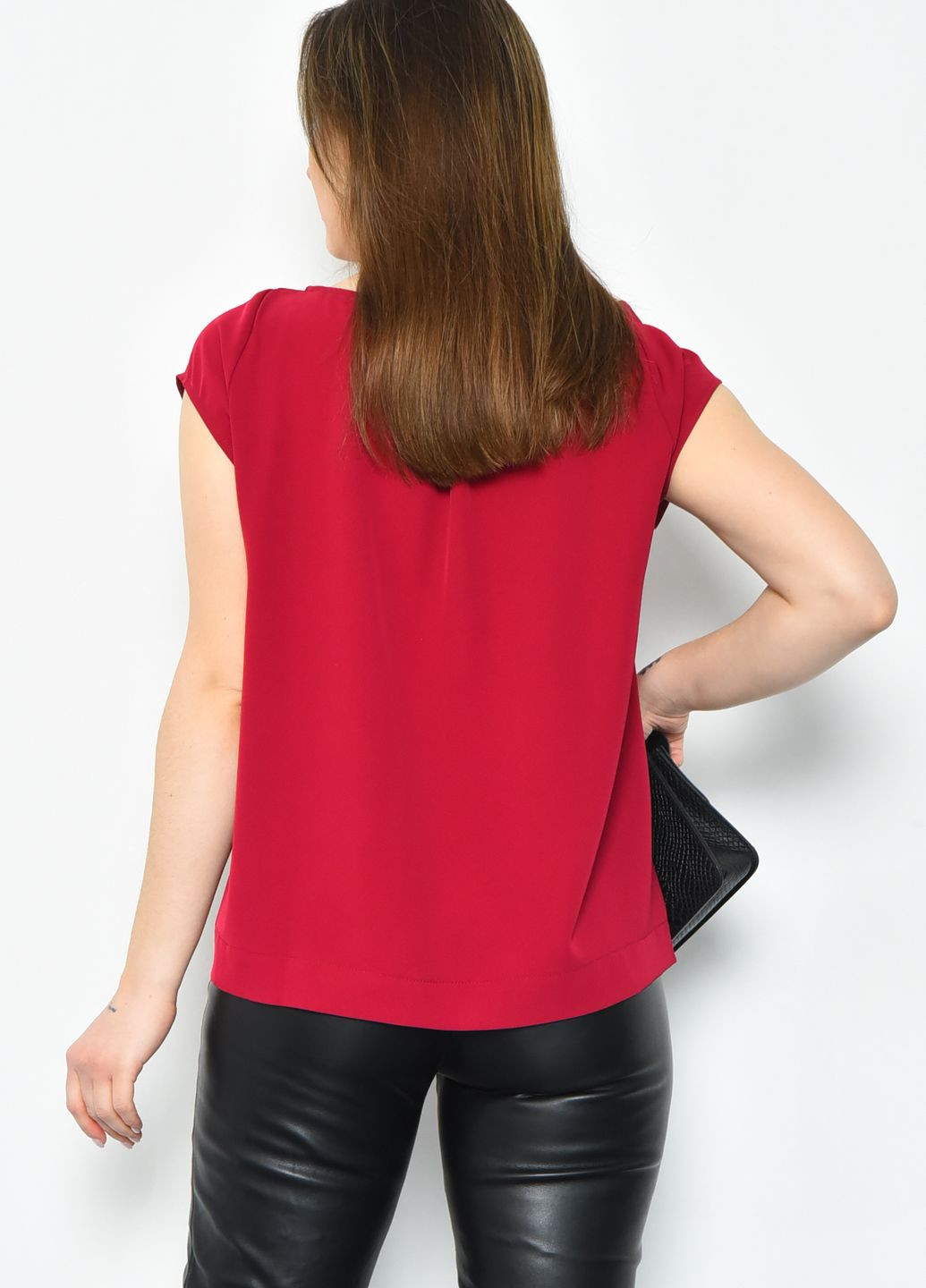 Бордова блуза жіноча однотонна бордового кольору з баскою Let's Shop