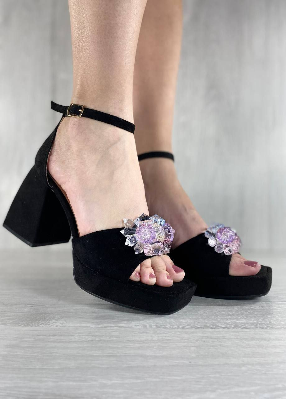 Черные стильные женские босоножки No Brand