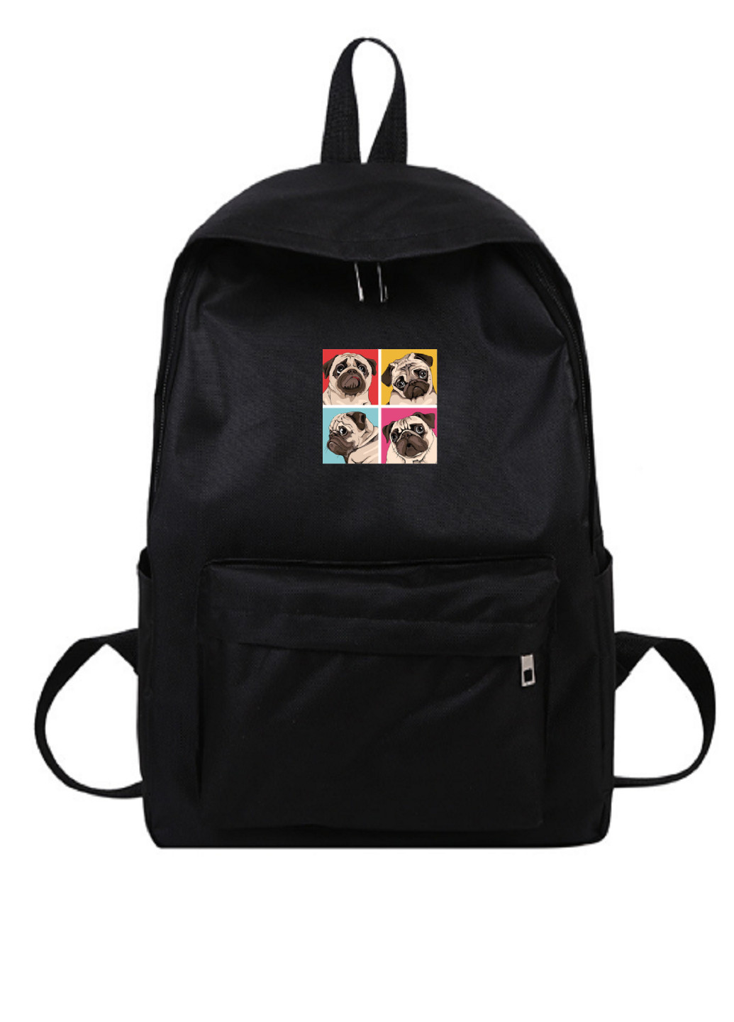 Міський рюкзак чорний 36*25 з мопсом No Brand (259575372)