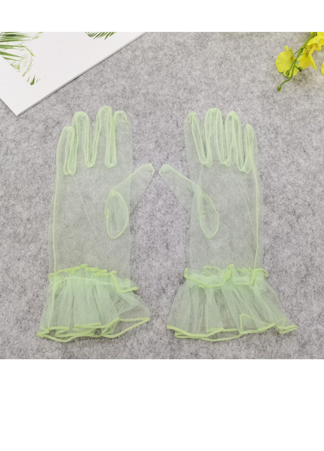 Перчатки короткі в сітку однотонні Салатові No Brand (259902881)