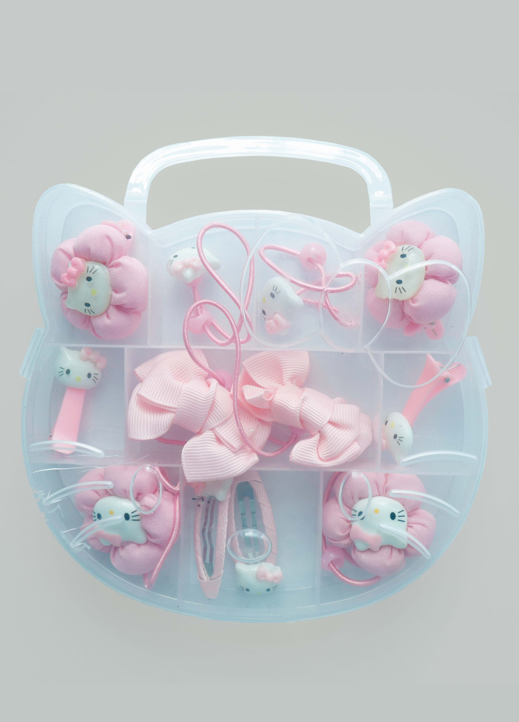 Набір гумок та заколок для волосся "Кошеня", рожеве, 12 шт у пластиковій коробочці Анна Ясеницька (260012101)