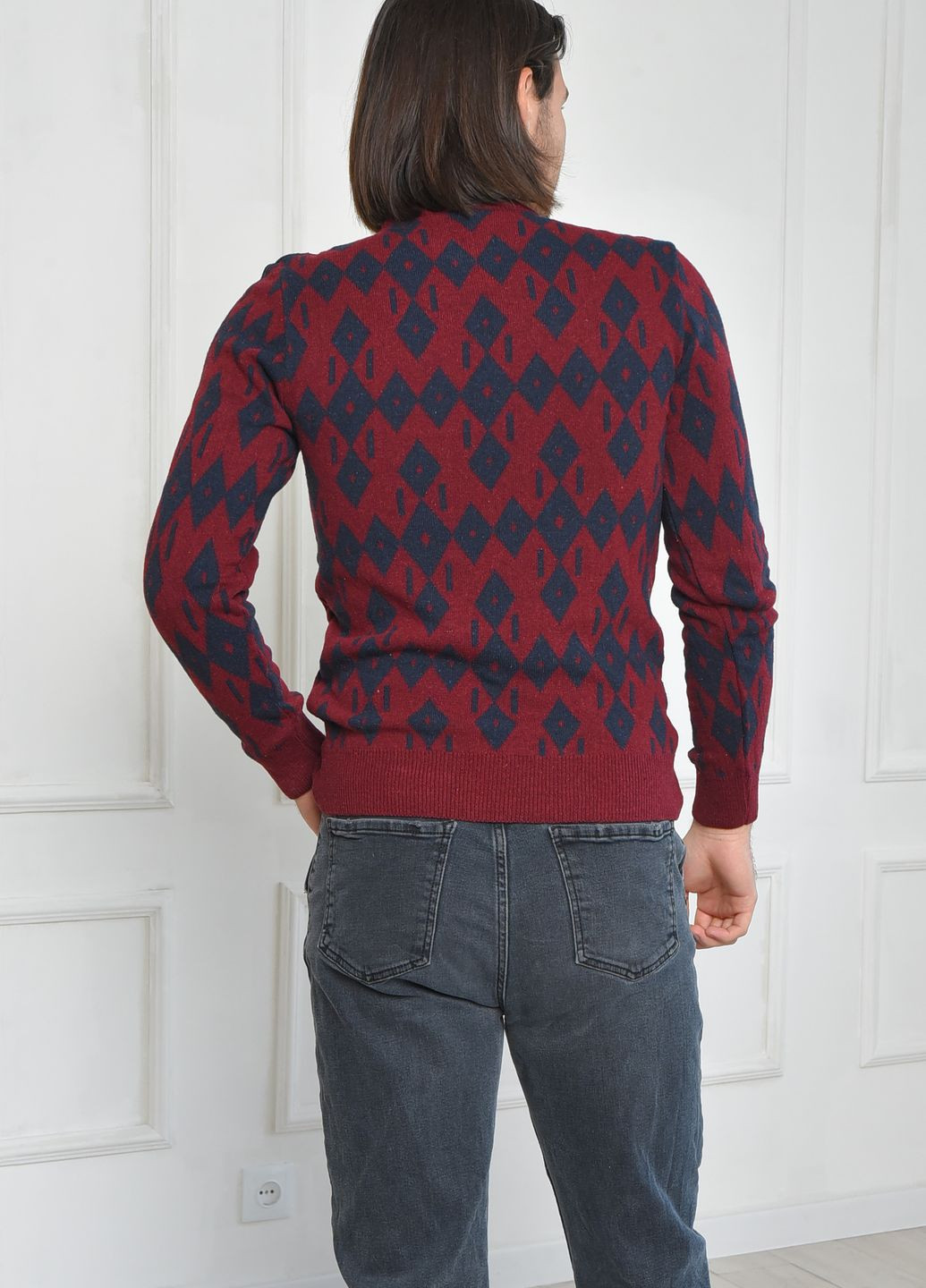 Бордовий зимовий светр чоловічий бордового кольору пуловер Let's Shop