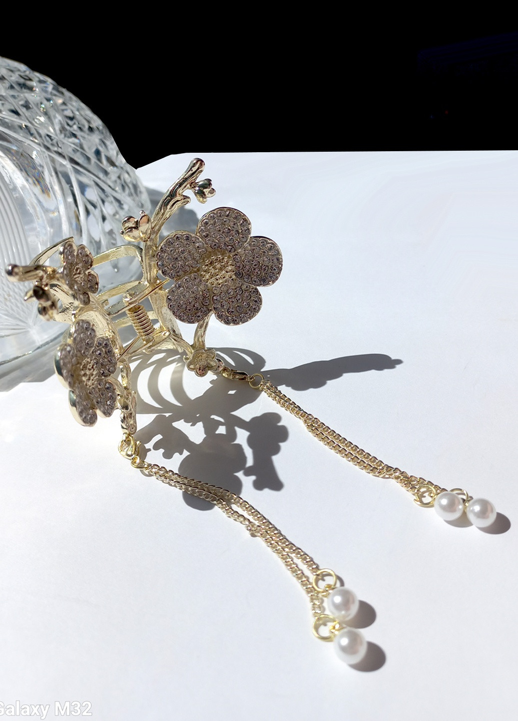 Заколка краб для волос "Flower patty", золотистая со стразами и подвеской Анна Ясеницька (259265550)