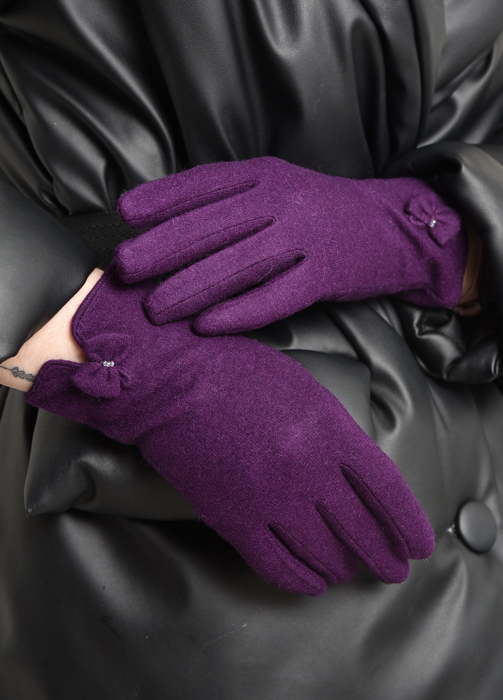 Рукавички жіночі кашемірові фіолетового кольору Let's Shop (256691068)