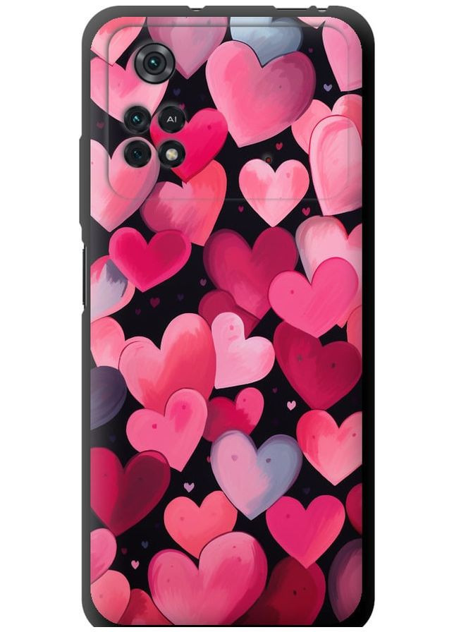 TPU черный чехол 'Сердечки 4' для Endorphone Xiaomi Poco M4 Pro (267234895)