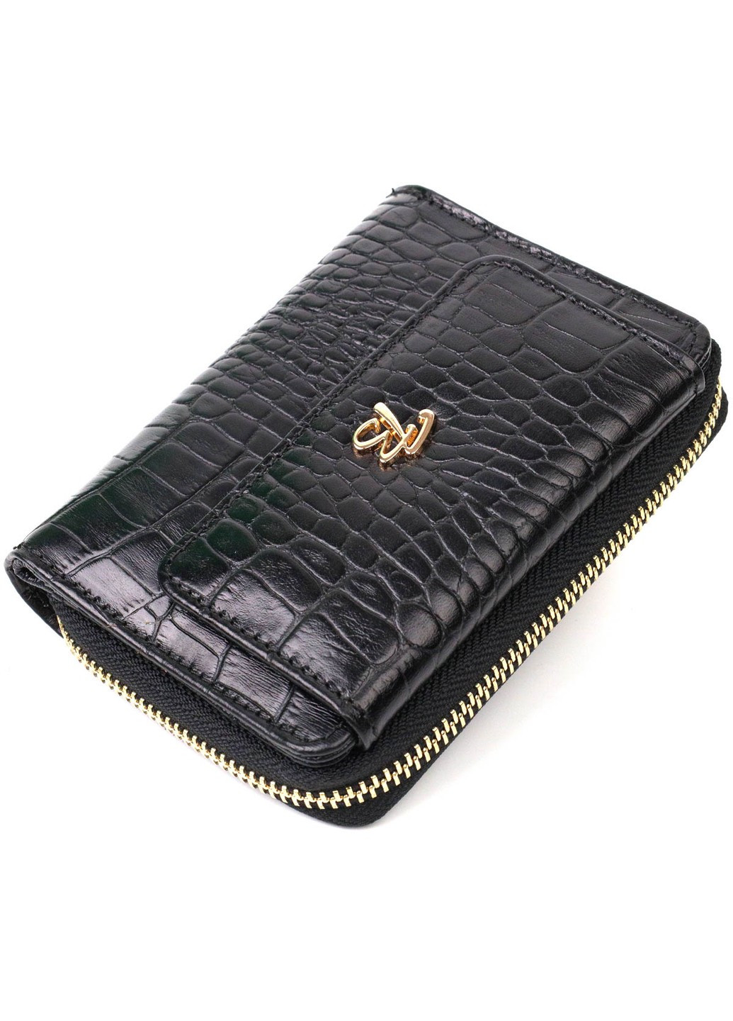 Компактний жіночий гаманець з місткою монетницею на блискавці з натуральної шкіри 22014 Чорний Tony Bellucci (267507125)