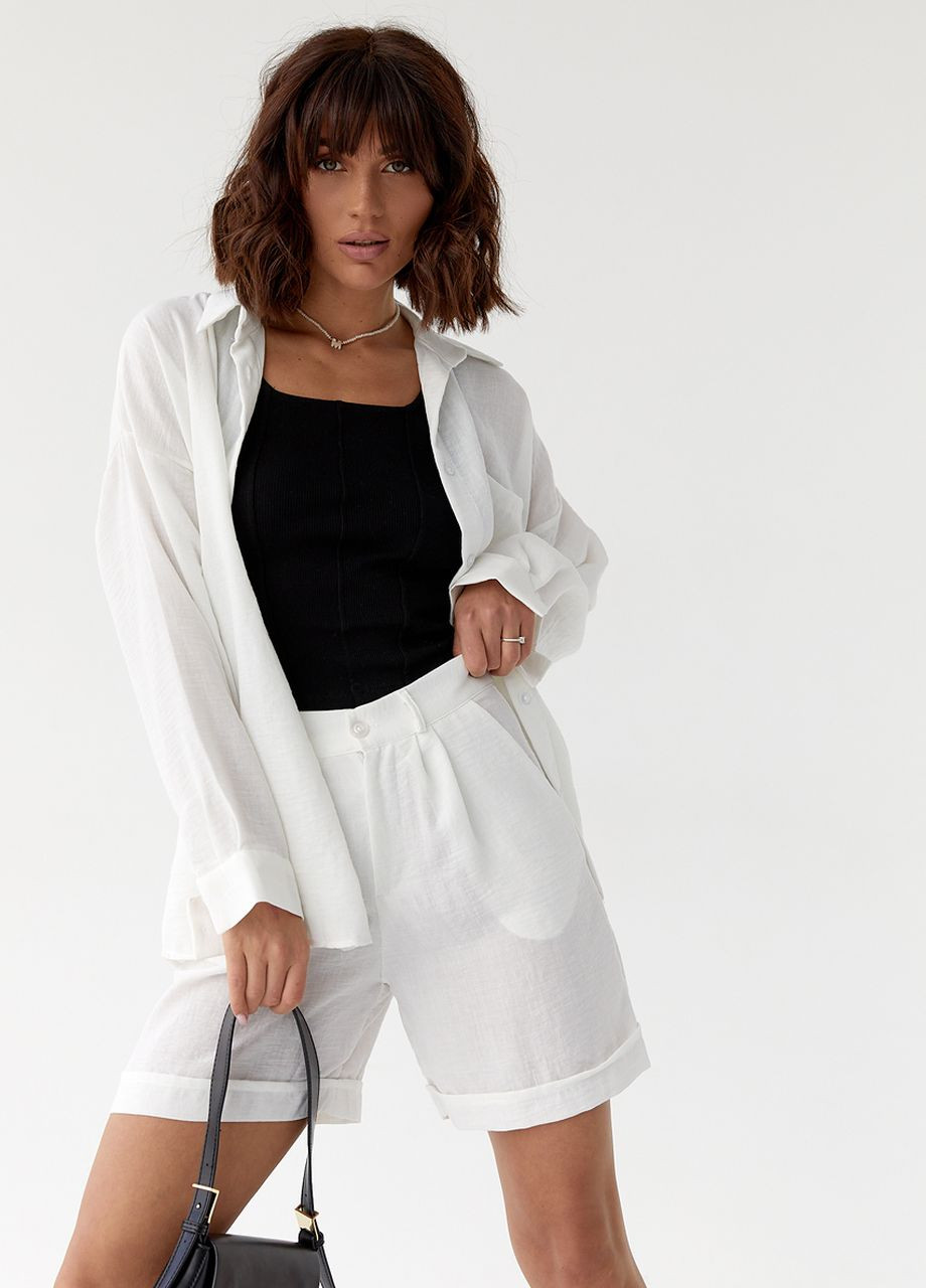 Жіночий костюм бавовняний з сорочкою та шортами Lurex (262810600)