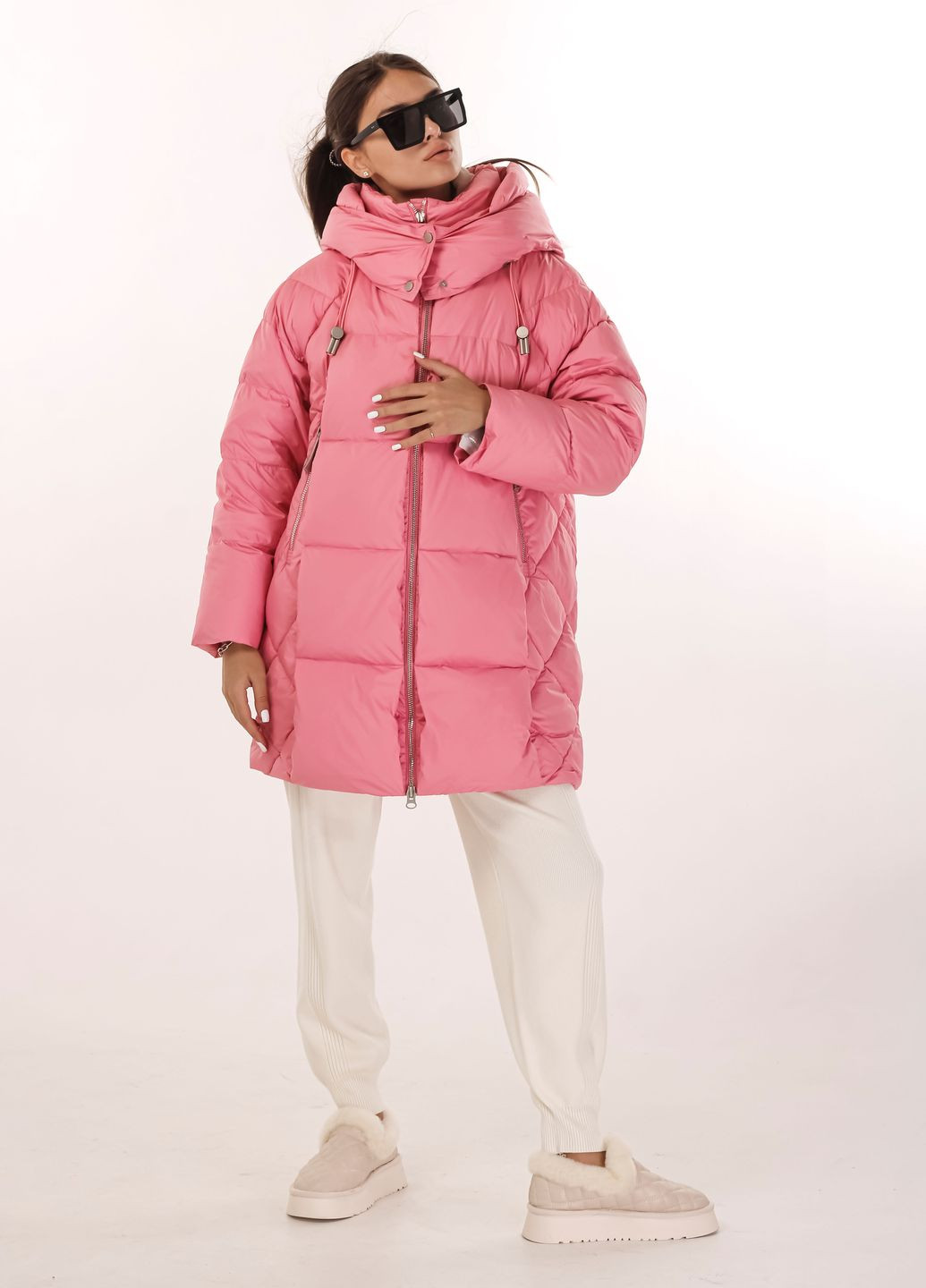 Розовая зимняя куртка женская розовая Clasna