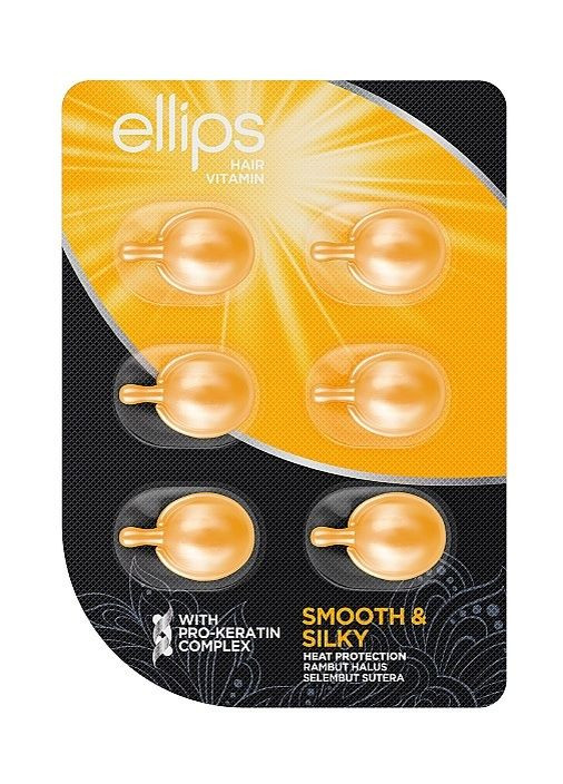 Вітаміни для волосся "Бездоганний шовк" з про-кератиновим комплексом Vitamin Smooth&Silky With Pro-Keratin Complex, 6 шт по 1 мл Ellips (260211735)
