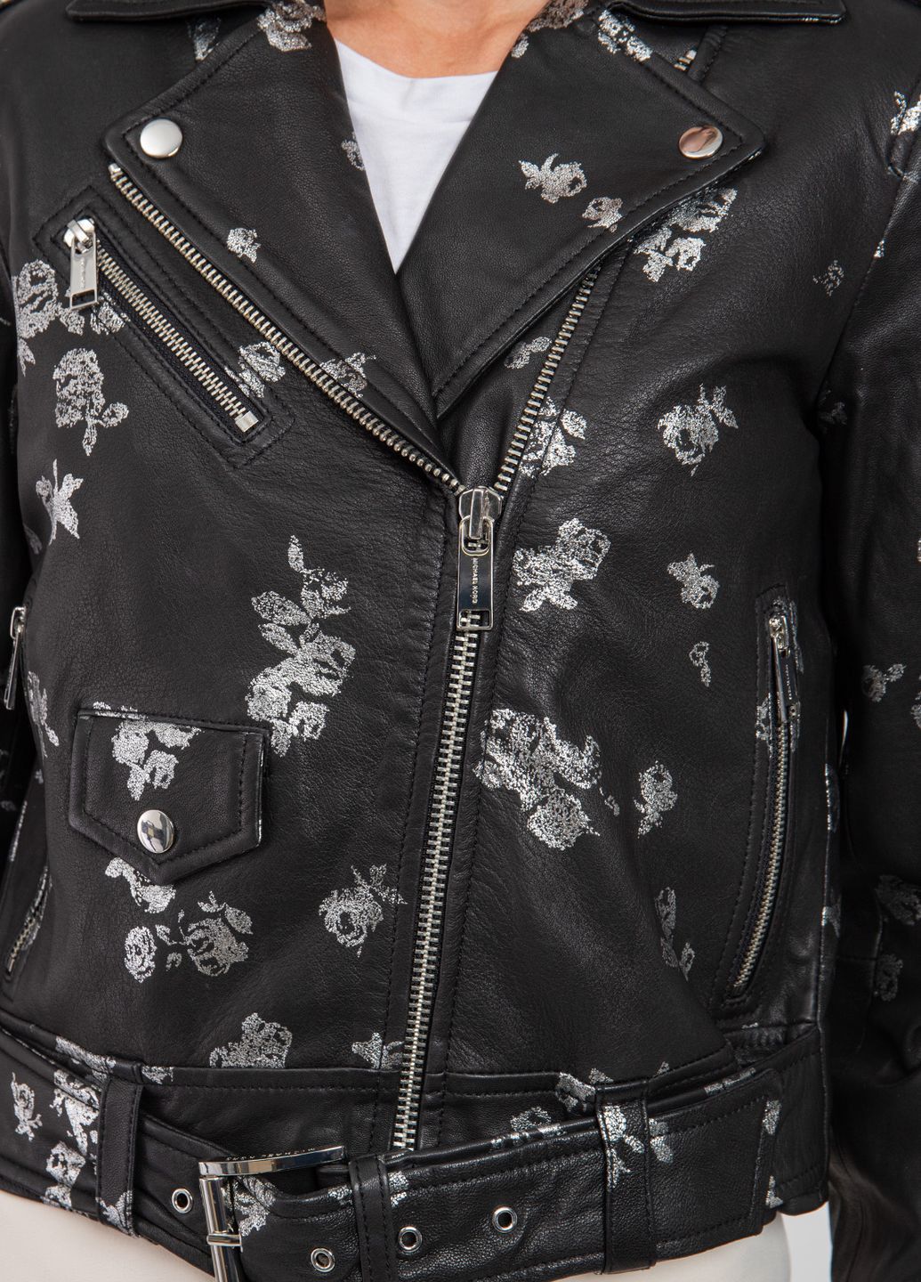Чорна демісезонна куртка шкіряна Michael Kors