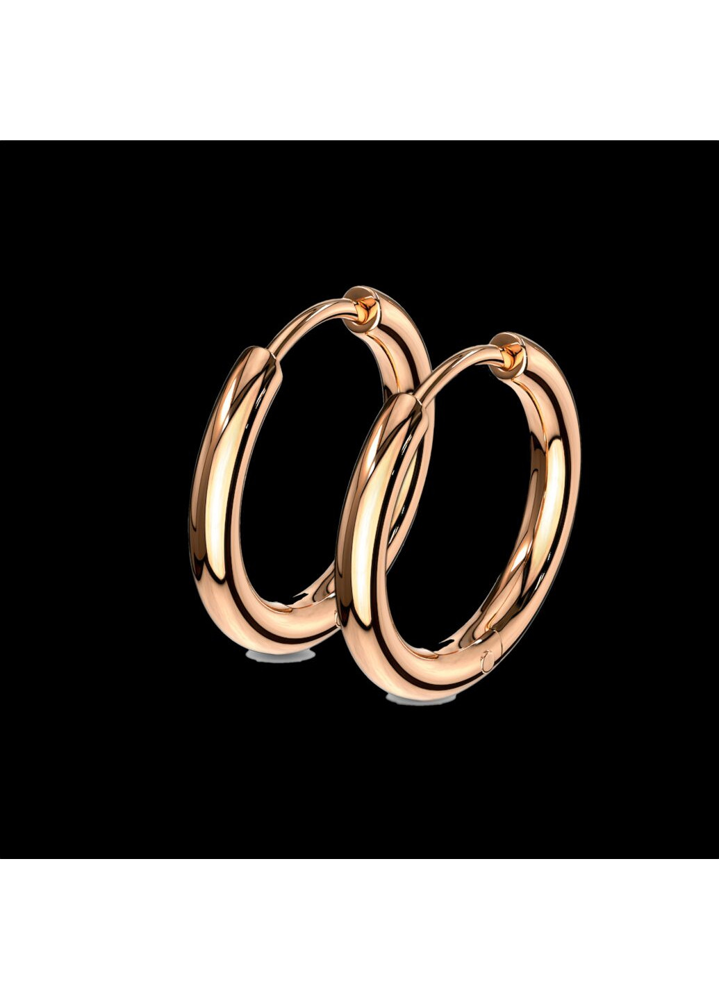 Класичні сережки-кільця із сталі в кольорі рожеве золото діаметр 12 мм Spikes (257986002)