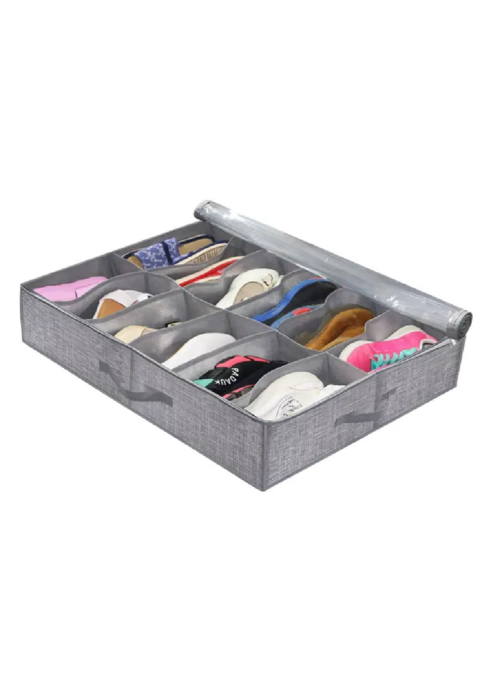 Органайзер короб ящик складной с отделами для хранения вещей обуви тапочек 12 карманов 74х59х13 см (475656-Prob) Серый Unbranded (269901041)