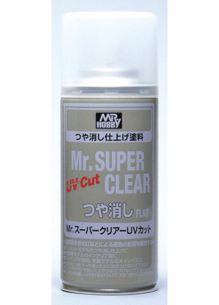 Лак матовий з УФ-фільтром в аерозолі Mr. Super Clear UV Cut Flat Spray (170мл). MR.HOBBY B-523 Mr. Hobby (278651828)