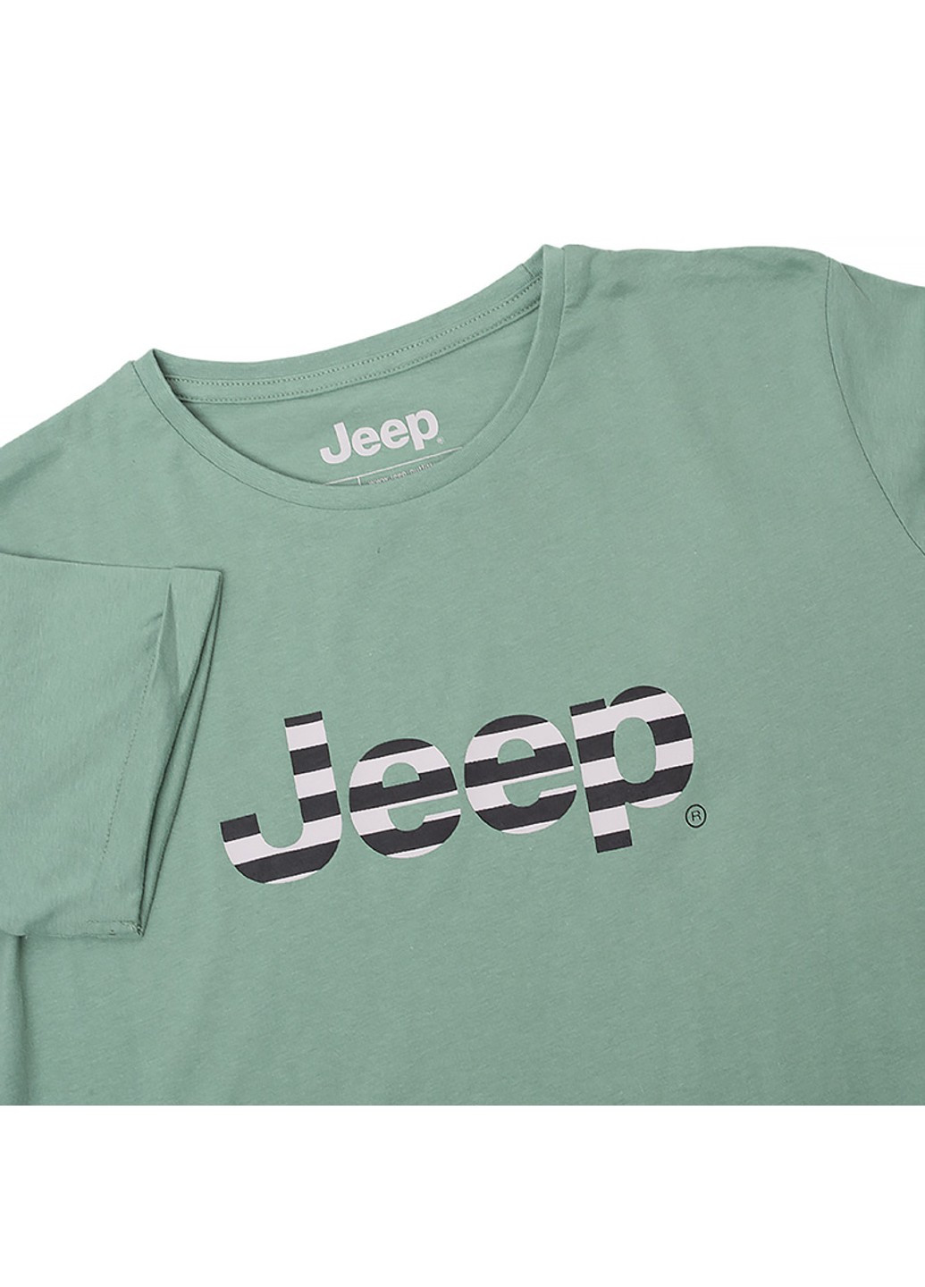 Зеленая демисезон футболка t-shirt oversize striped print turn Jeep