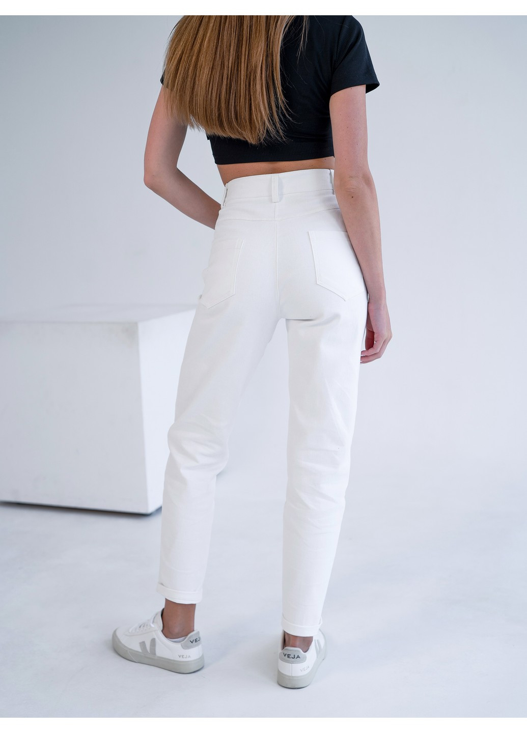 Женские полуприлегающие брюки MOM COTON TWILL Белые Teamv (276249678)